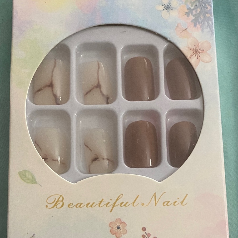 Marble and Brown Press-On Nails